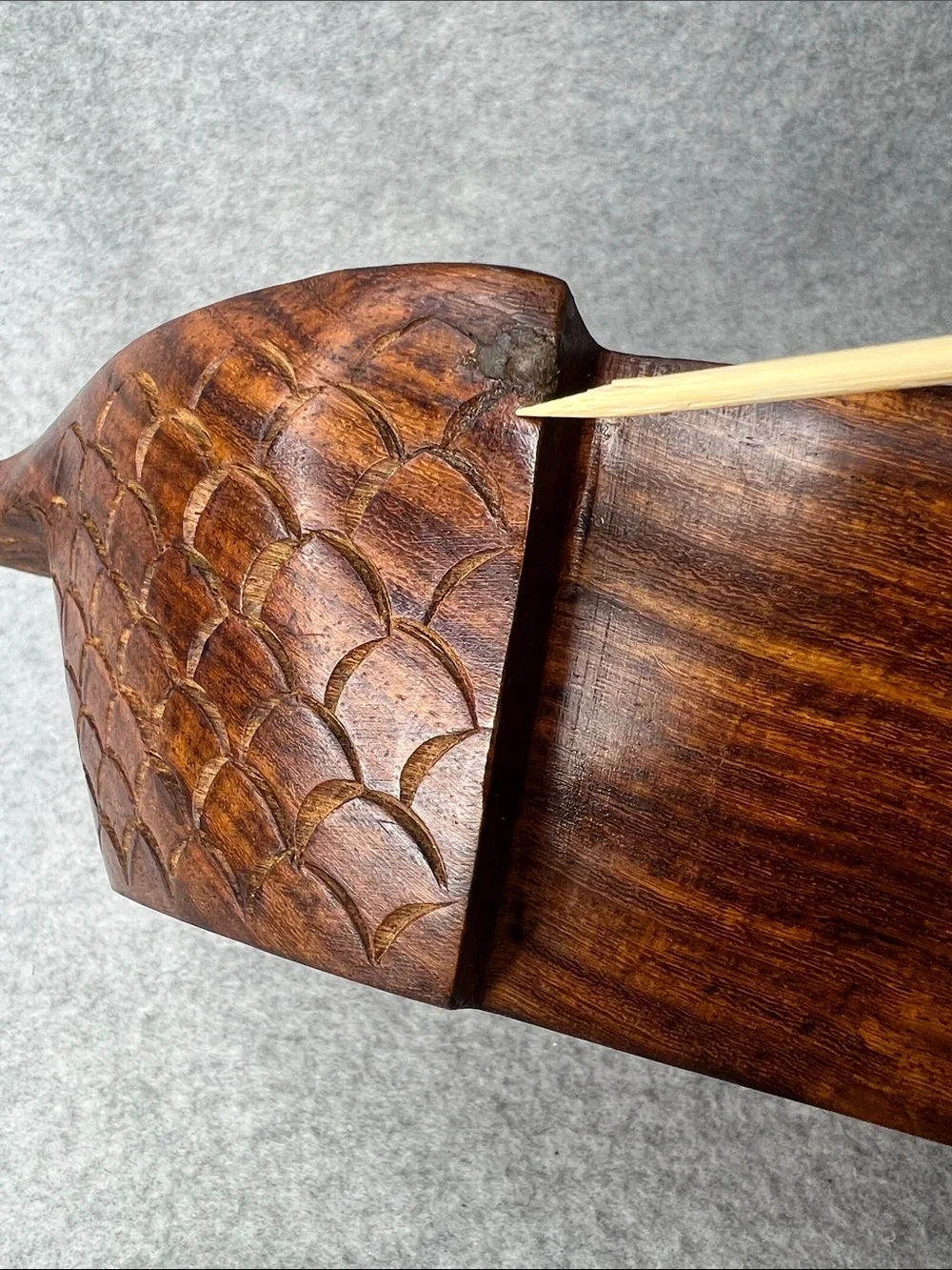 Crate&Barrel Vintage MCM Brown Acorn Wood Divided Serving Dish 12